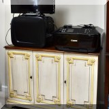 F05. Painted console cabinet. 30”h x 42.5”w x 12”d 